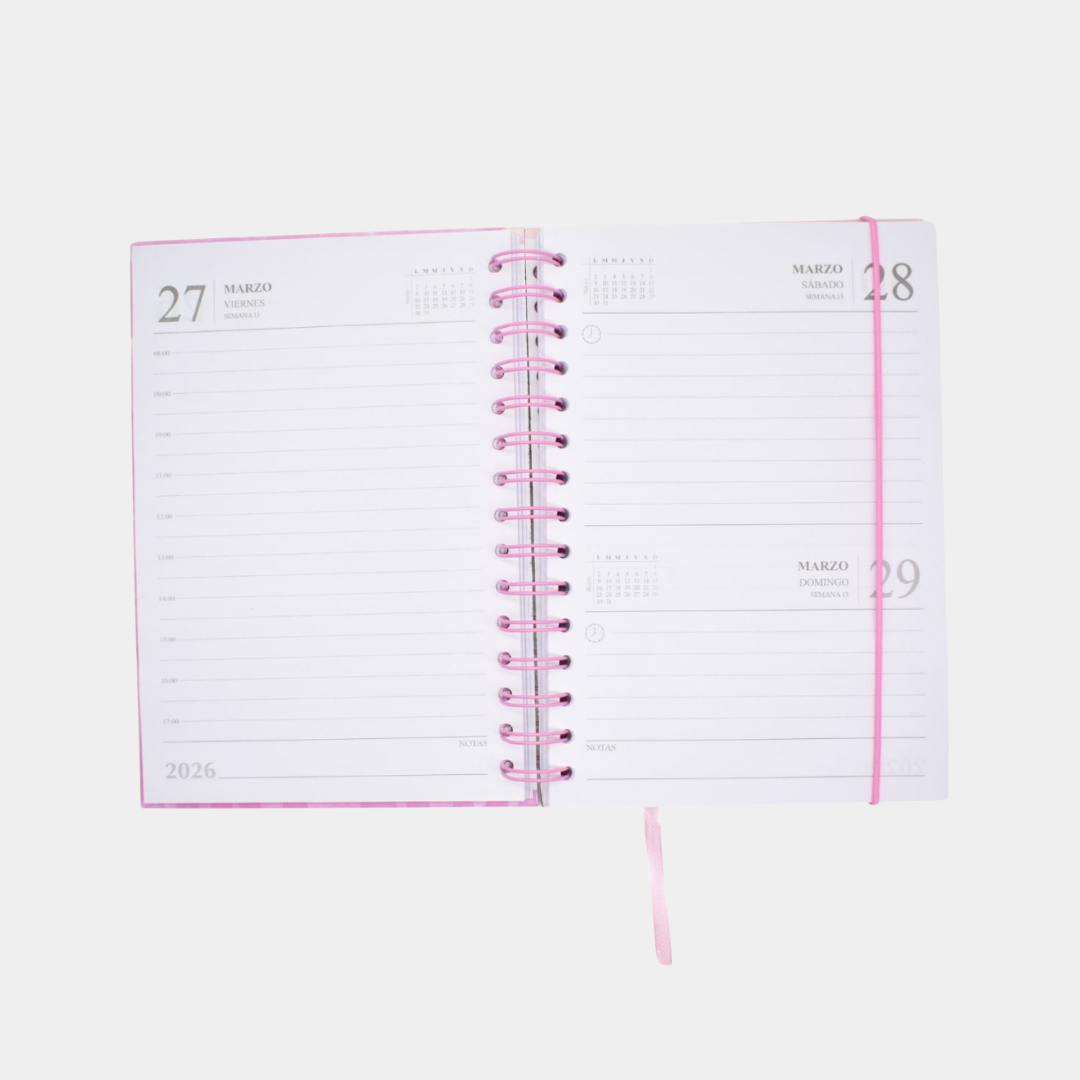 Agenda 2026 Diseño con rosa