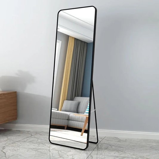 Espejo de Pie Marco Negro Cuerpo Entero Moderno 150x40