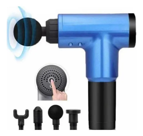 Pistola Masajeadora Corporal Con 4 Cabezales 6 Velocidades
