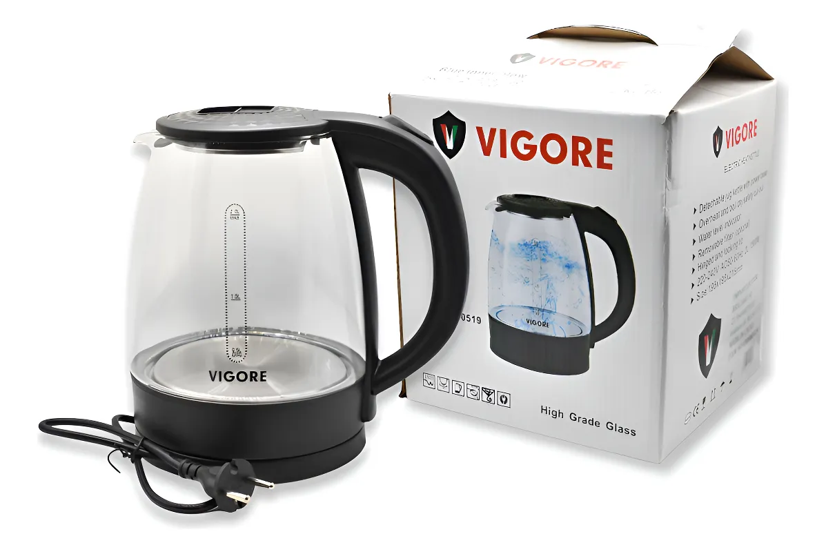 Jarra Eléctrica De Vidrio Transparente 2l Vigore Negro