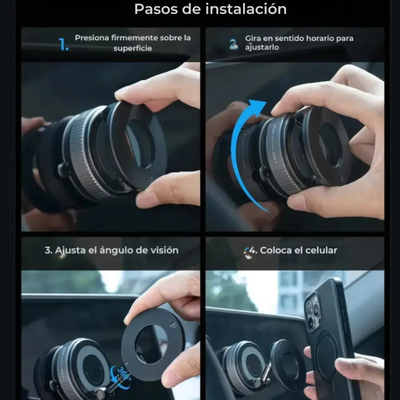 Soporte Magnético 360° Celular Auto Escritorio Firme Premium Negro - Vista 2