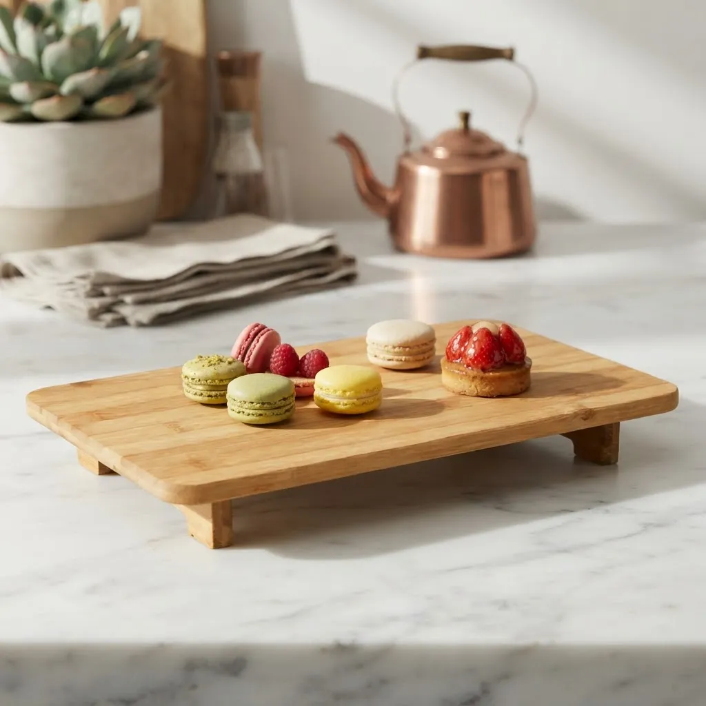 Base Bandeja De Bambú Multiuso Rectangular 33x22cm
