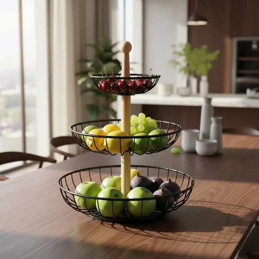 Organizador De Metal 3 Bandejas Frutero Multiuso Cocina