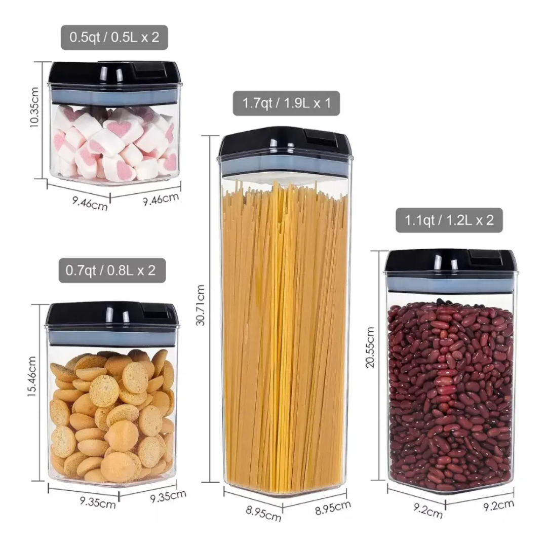 Set x7 Contenedores Herméticos Transparentes Premium para Alimentos