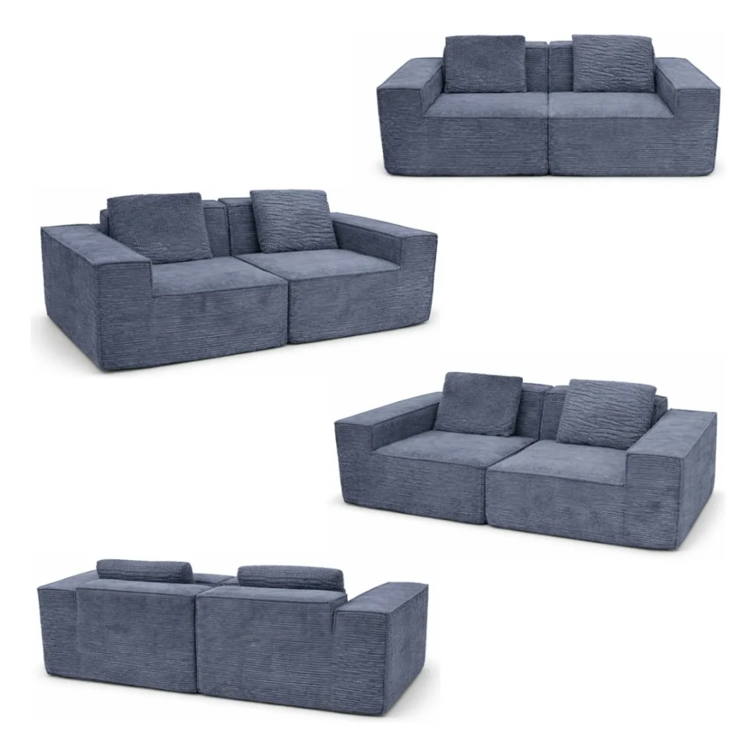 Sofá 2 Cuerpos De Espuma Comprimida Sillón Con Almohadones