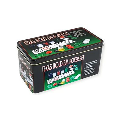 Set De Póker 200 Fichas +2 Mazos Cartas + Paño - En Lata - Vista 2