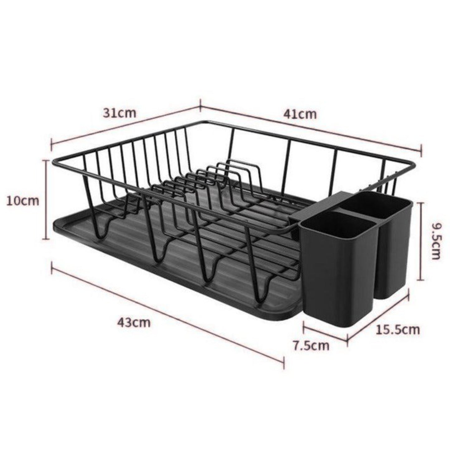 Escurridor De Platos Seca Vajilla y Cubiertos Negro