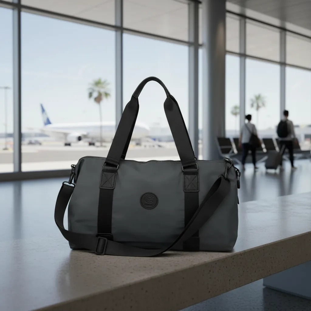 Bolso De Viaje Urbano Amplio Gris Oscuro Multiuso Premium