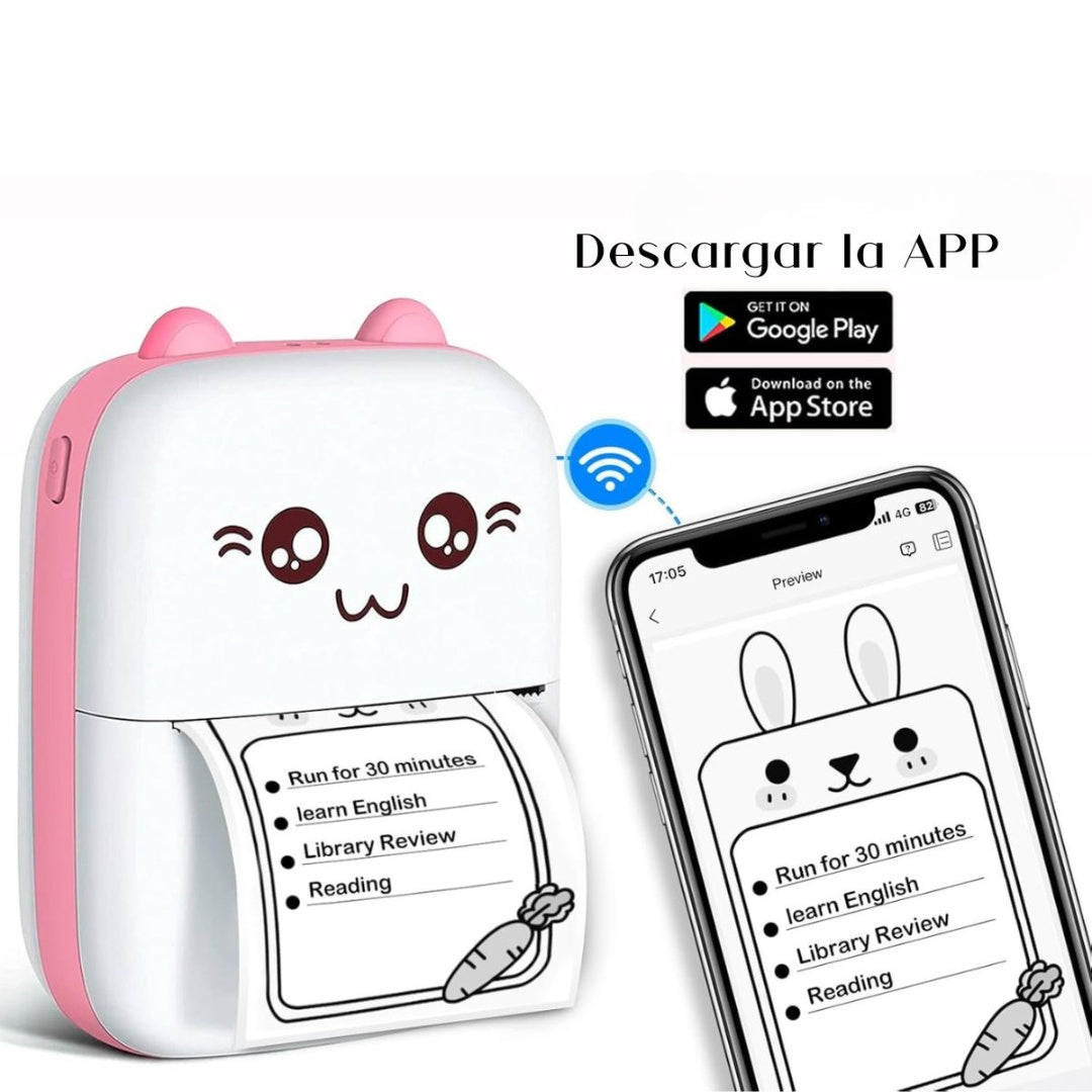 Mini impresora térmica bluetooth + Rollo de papel