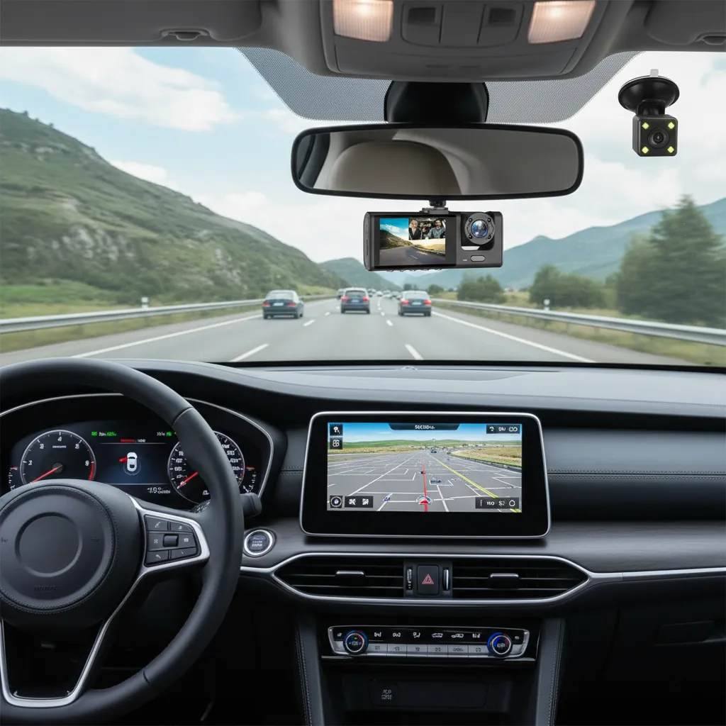 Camara Para Auto Frontal + Trasera Dashcam Full Hd Seguridad