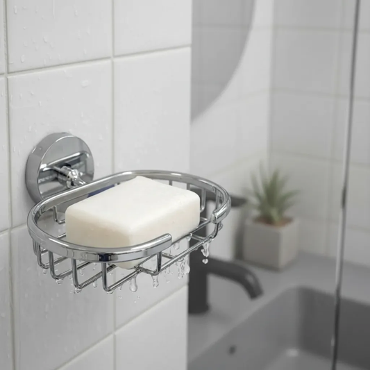Jabonera Con Escurridor Para Baño o Cocina Plateada