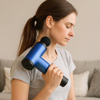 Pistola Masajeadora Corporal Con 4 Cabezales 6 Velocidades