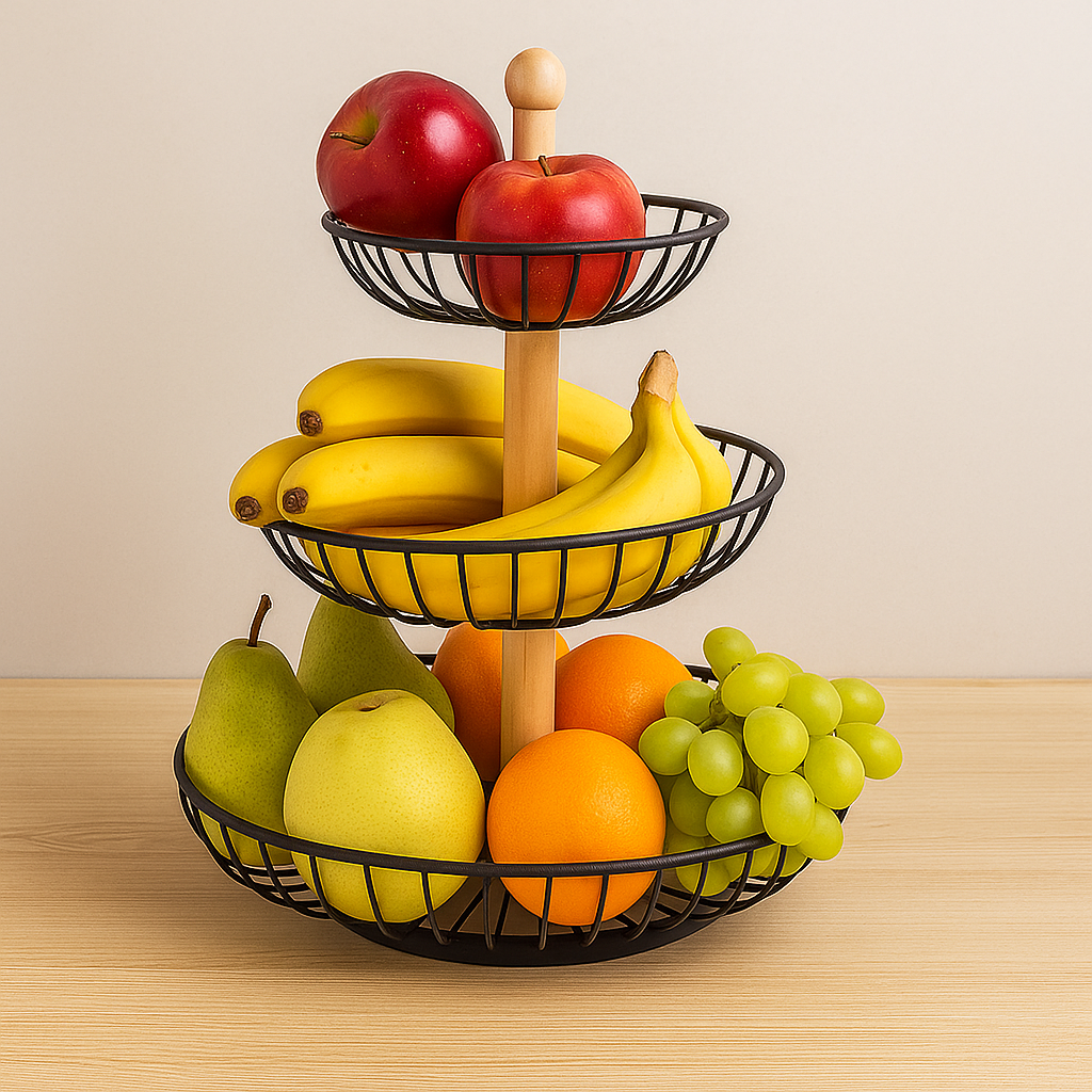 Organizador De Metal 3 Bandejas Frutero Multiuso Cocina