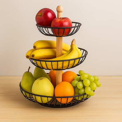 Organizador De Metal 3 Bandejas Frutero Multiuso Cocina