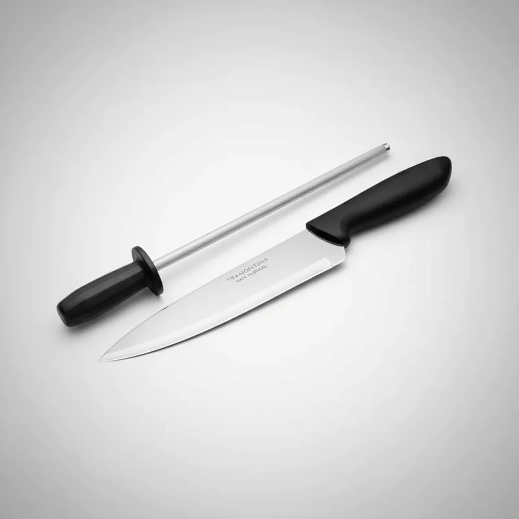 Set Cuchillo De Cocina Y Chaira Tramontina Acero Inoxidable