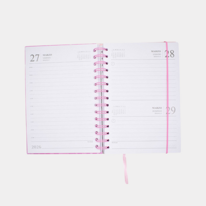 Agenda 2026 Diseño con rosa
