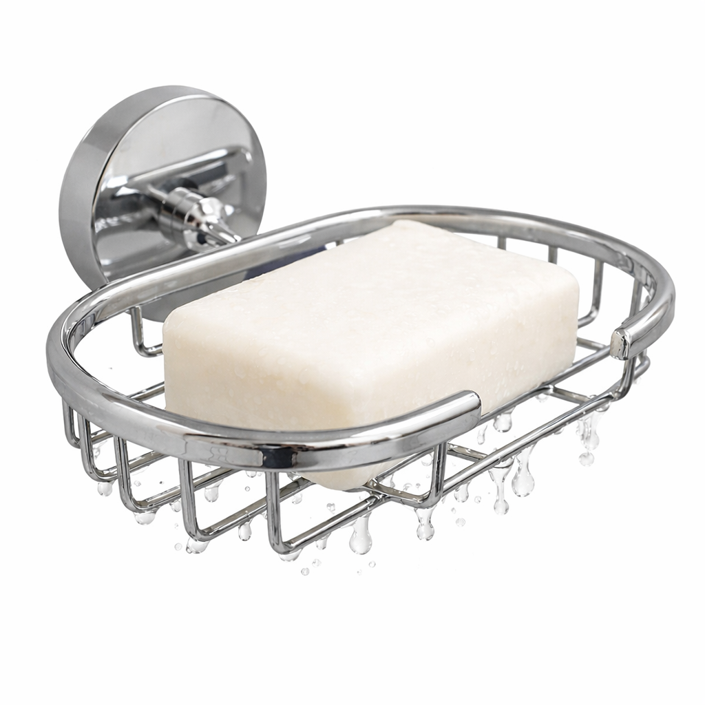 Jabonera Con Escurridor Para Baño o Cocina Plateada