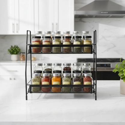 Organizador De Mesada Funcional 2 Canastos Metal Negro