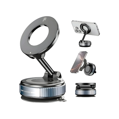 Soporte Magnético 360° Celular Auto Escritorio Firme Premium Negro - Vista 2