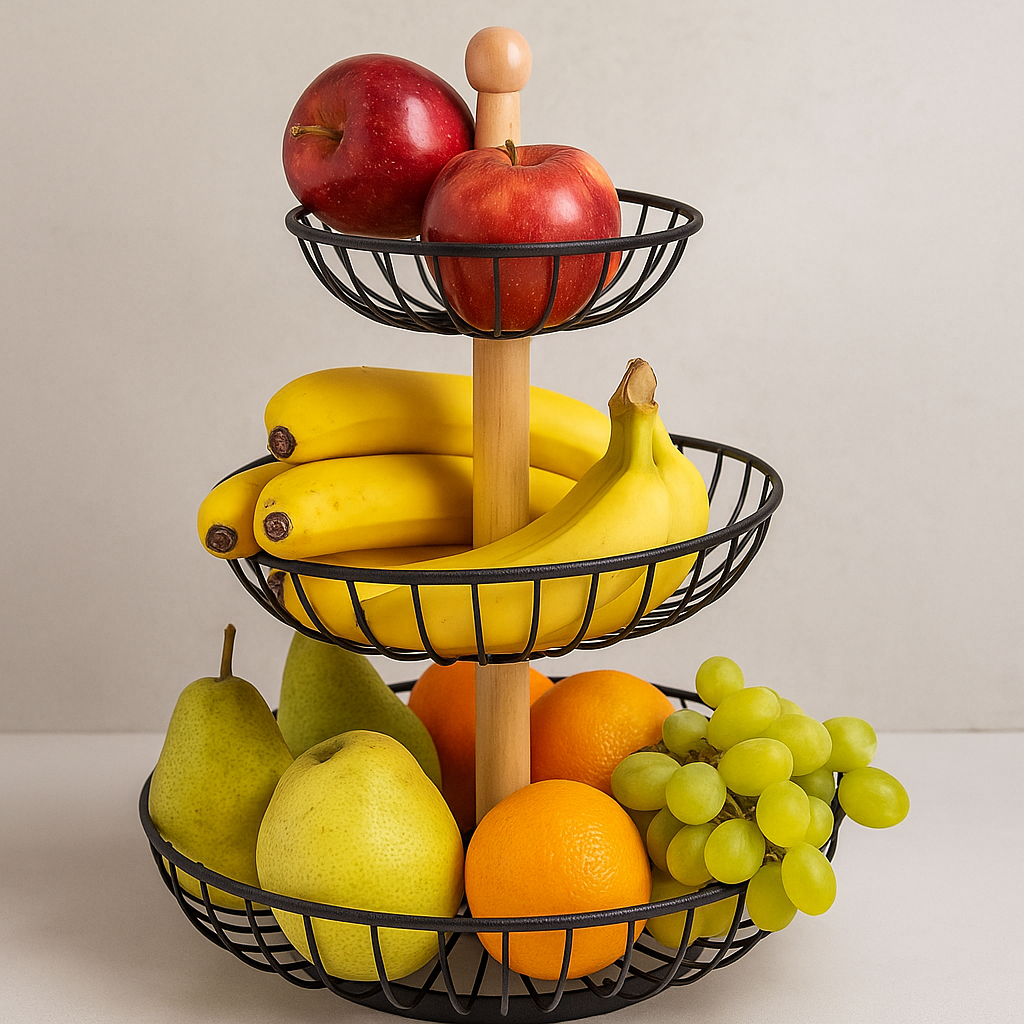 Organizador De Metal 3 Bandejas Frutero Multiuso Cocina