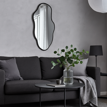 Espejo Grande De Pared Diseño Irregular Con Marco - BLANCO