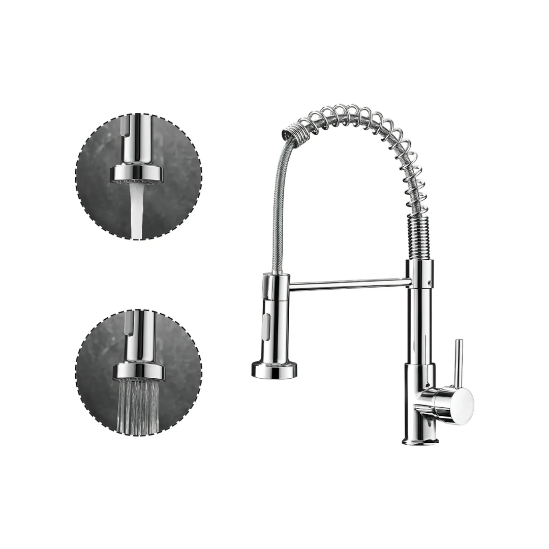 Llave Monocomando Canilla Lavaplatos Flexible Cocina Plateado