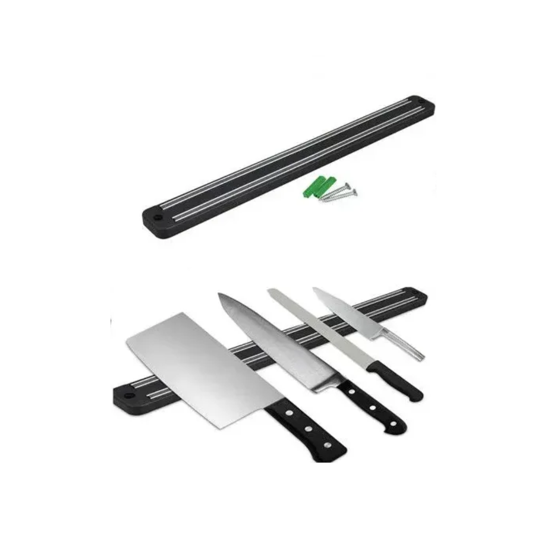 Soporte De Cuchillos Magnético De Pared Barra 38cm Negro