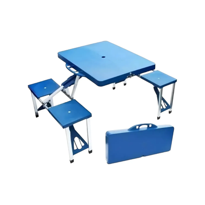 Mesa Plegable De Camping Patio Playa Con 4 Bancos 85x65cm
