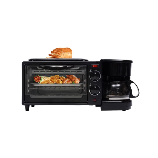 Horno Con Cafetera Y Plancha Desayunador 3 En 1