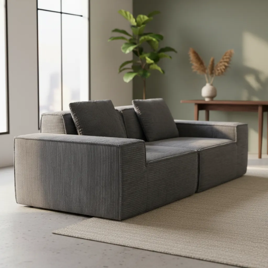 Sofá 2 Cuerpos De Espuma Comprimida Sillón Con Almohadones