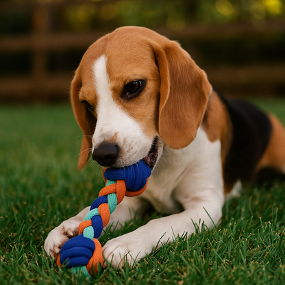 Juguete para mascota cuerda grande con bola.