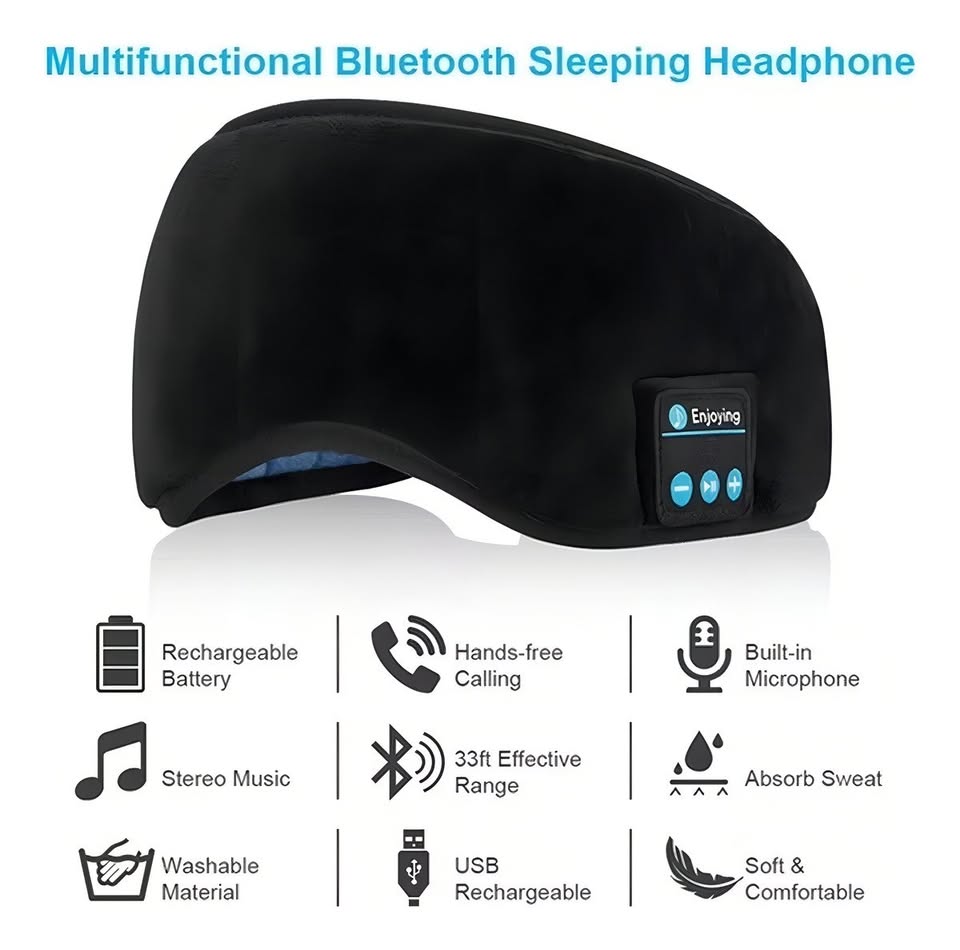 Antifaz Para Dormir Bluetooth Con Auriculares para Viaje o Descanso