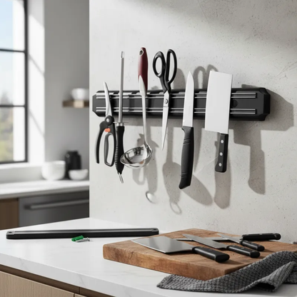 Soporte De Cuchillos Magnético De Pared Barra 38cm Negro