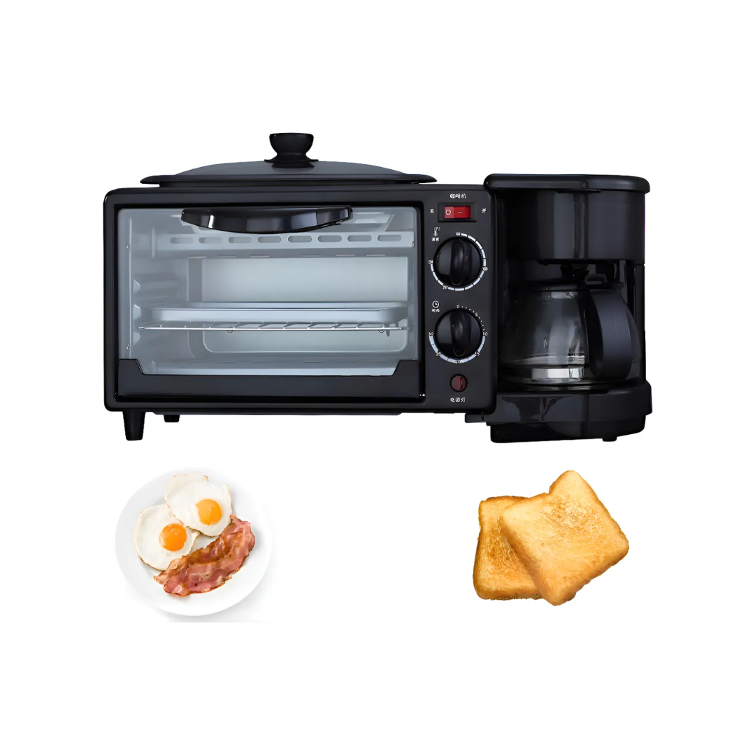 Horno Con Cafetera Y Plancha Desayunador 3 En 1