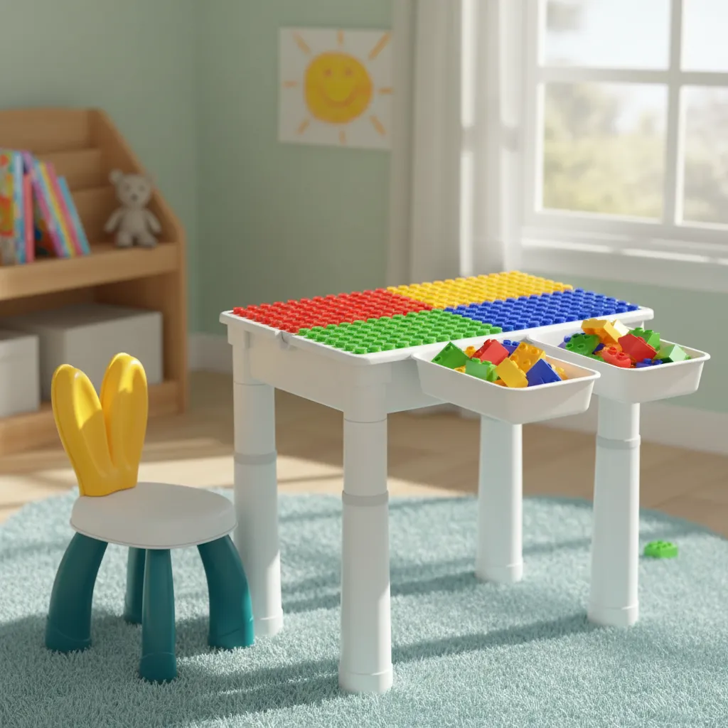 Mesa Y Silla Infantil Didáctica Con Bloques Para Niños