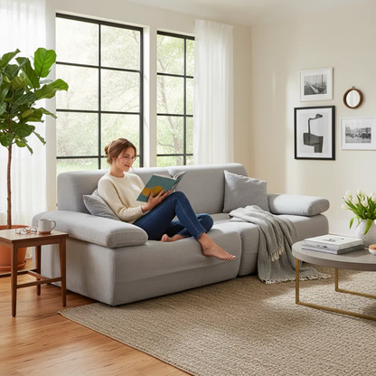 Sofá 2 Cuerpos Moderno Espuma Comprimida Sillón Almohadones