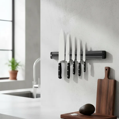 Soporte De Cuchillos Magnético De Pared Barra 38cm Negro