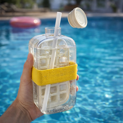 Botella con Hielera 800ml 2 en 1 Mantiene Bebidas Frías por Más Tiempo