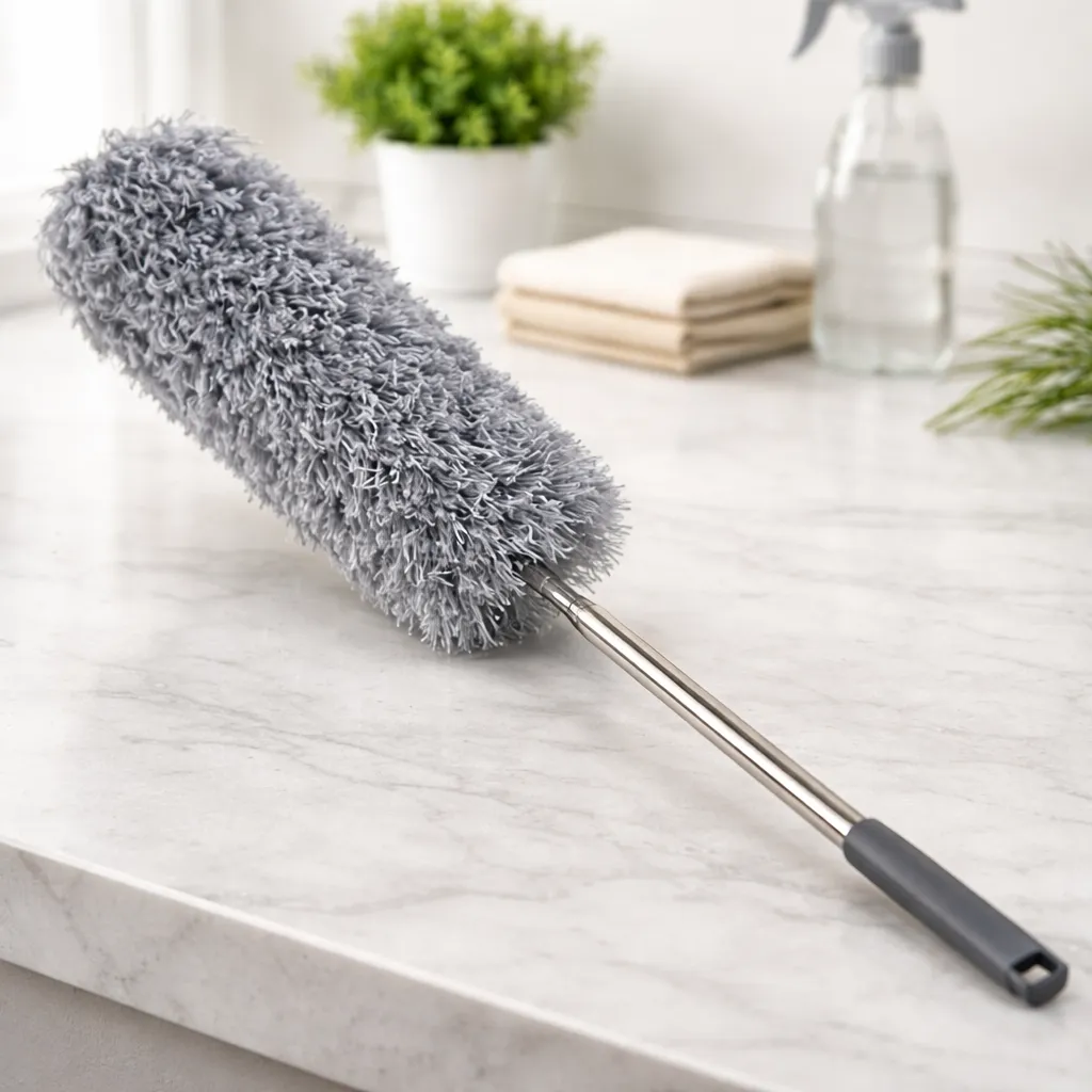 Plumero Extensible De Microfibra Gris 80cm Atrapa Polvo