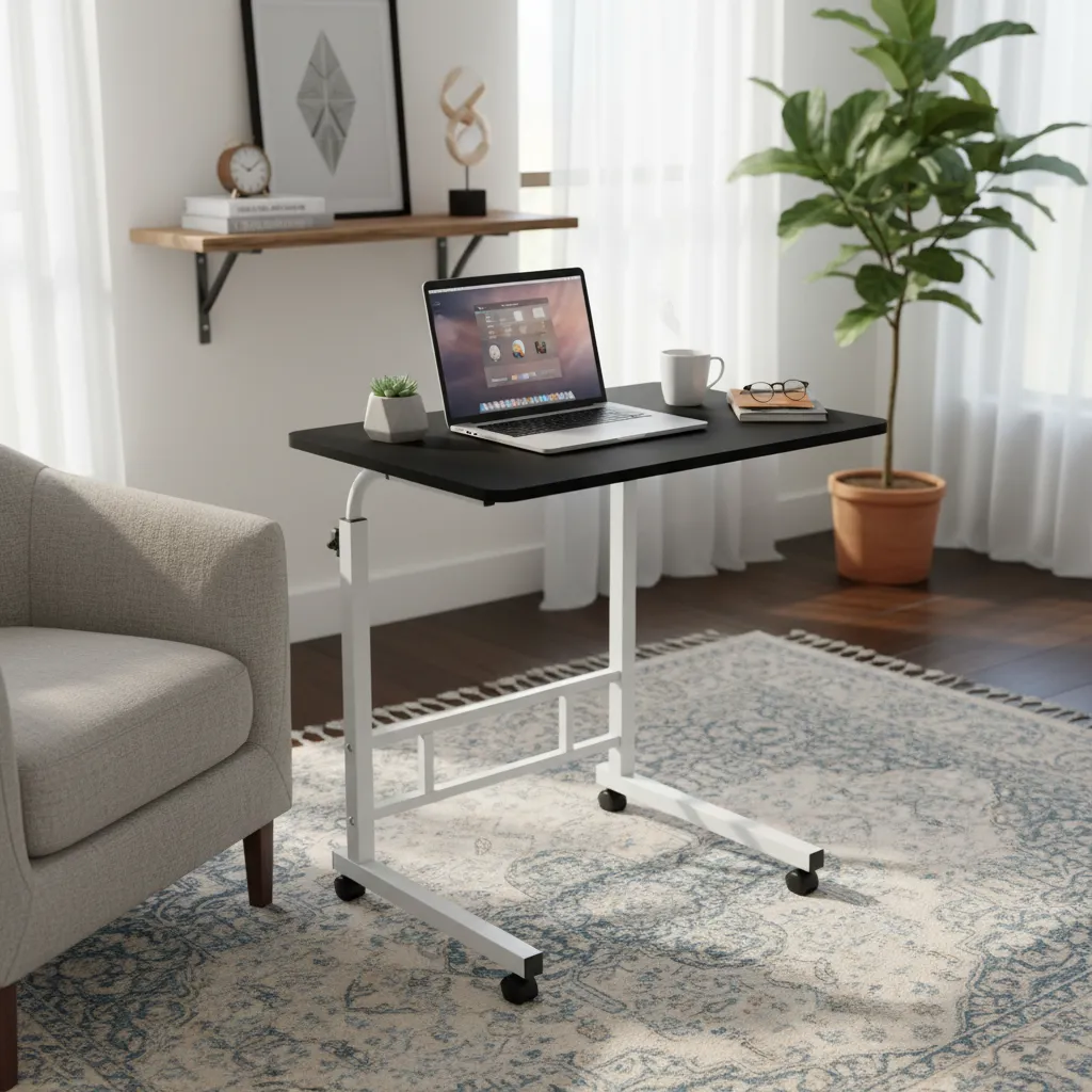 Mesa Auxiliar Ajustable Notebook Escritorio Movil Con Ruedas