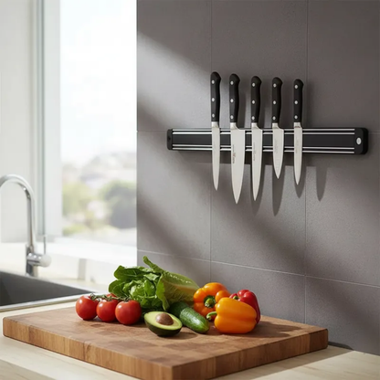 Soporte De Cuchillos Magnético De Pared Barra 38cm Negro