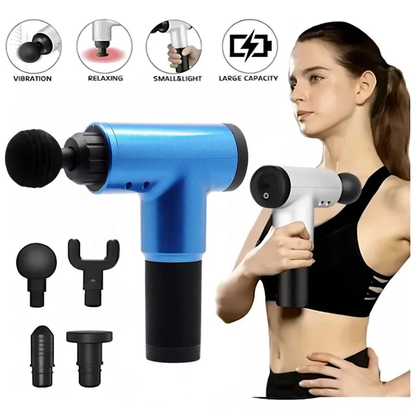Pistola Masajeadora Corporal Con 4 Cabezales 6 Velocidades