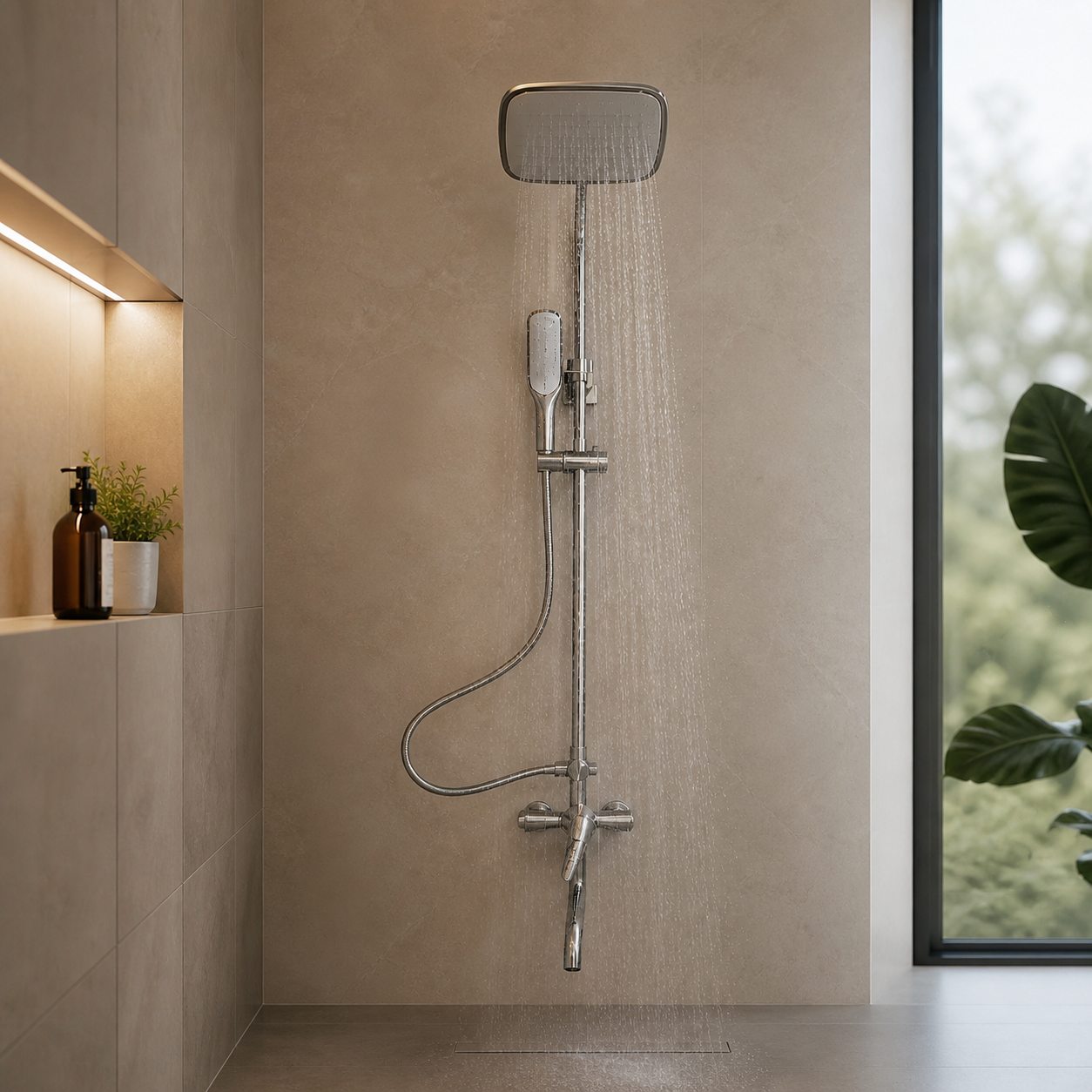 Duchero Con Soporte Barral De Ducha Monocomando Baño
