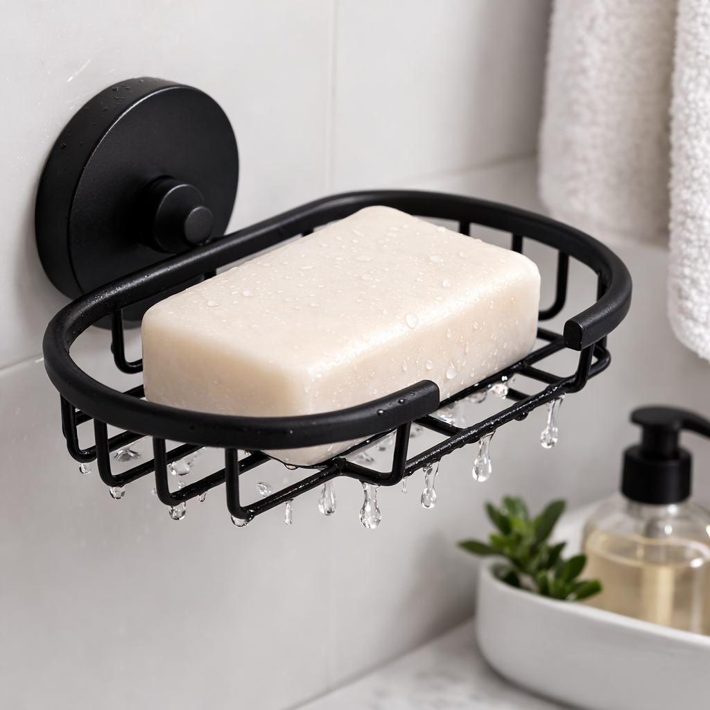 Jabonera Con Escurridor Para Baño o Cocina Negra