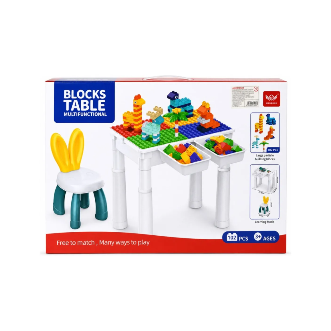 Mesa Y Silla Infantil Didáctica Con Bloques Para Niños