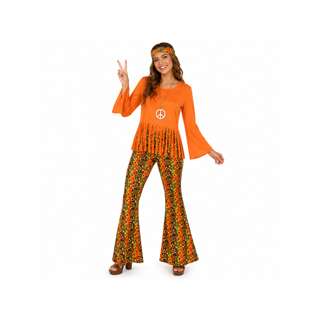 Disfraz Adulto Hippie Conjunto Retro Nostalgia + Accesorios