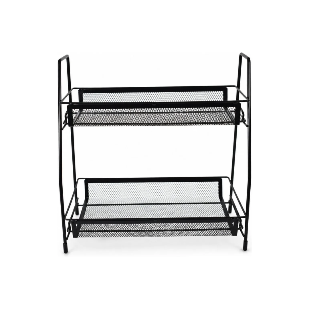 Organizador De Mesada Funcional 2 Canastos Metal Negro