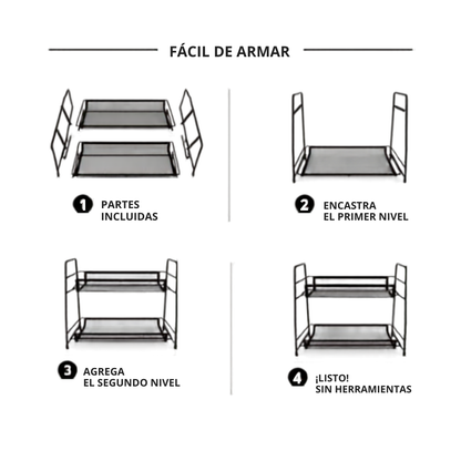 Organizador De Mesada Funcional 2 Canastos Metal Negro