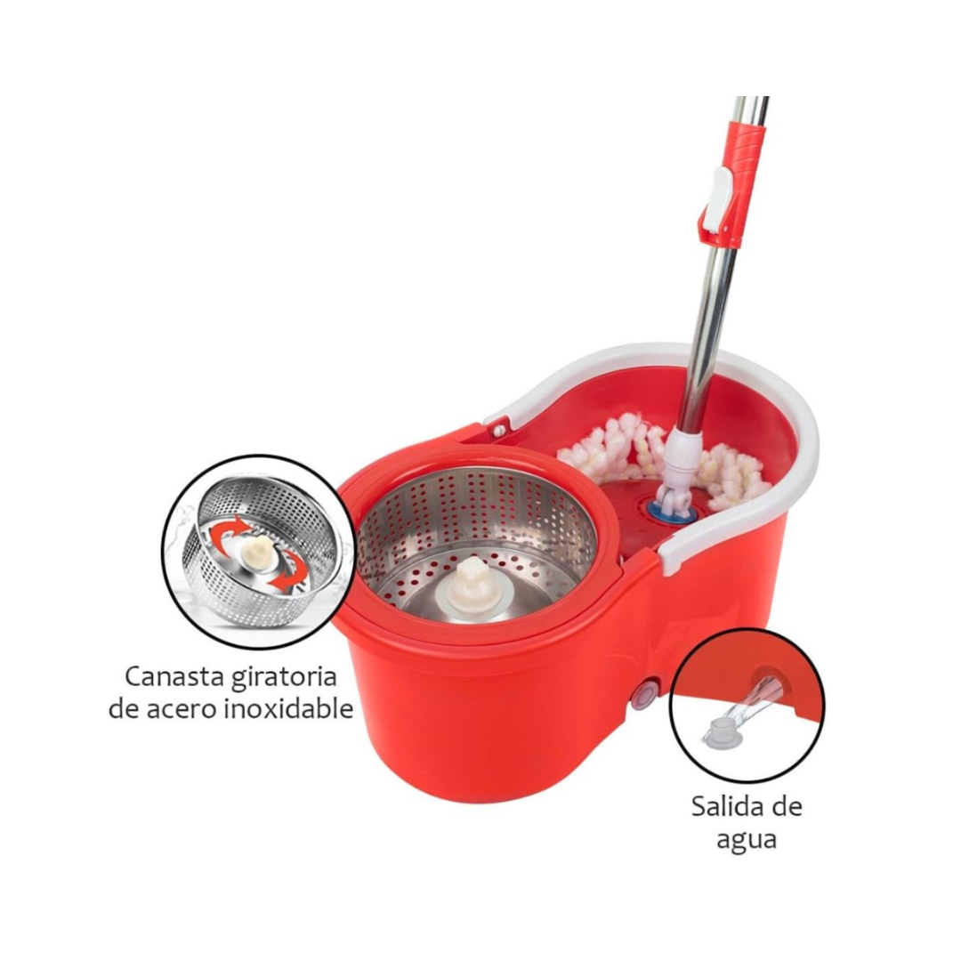 Mopa Giratoria Con Balde Centrifugador Limpieza + repuesto