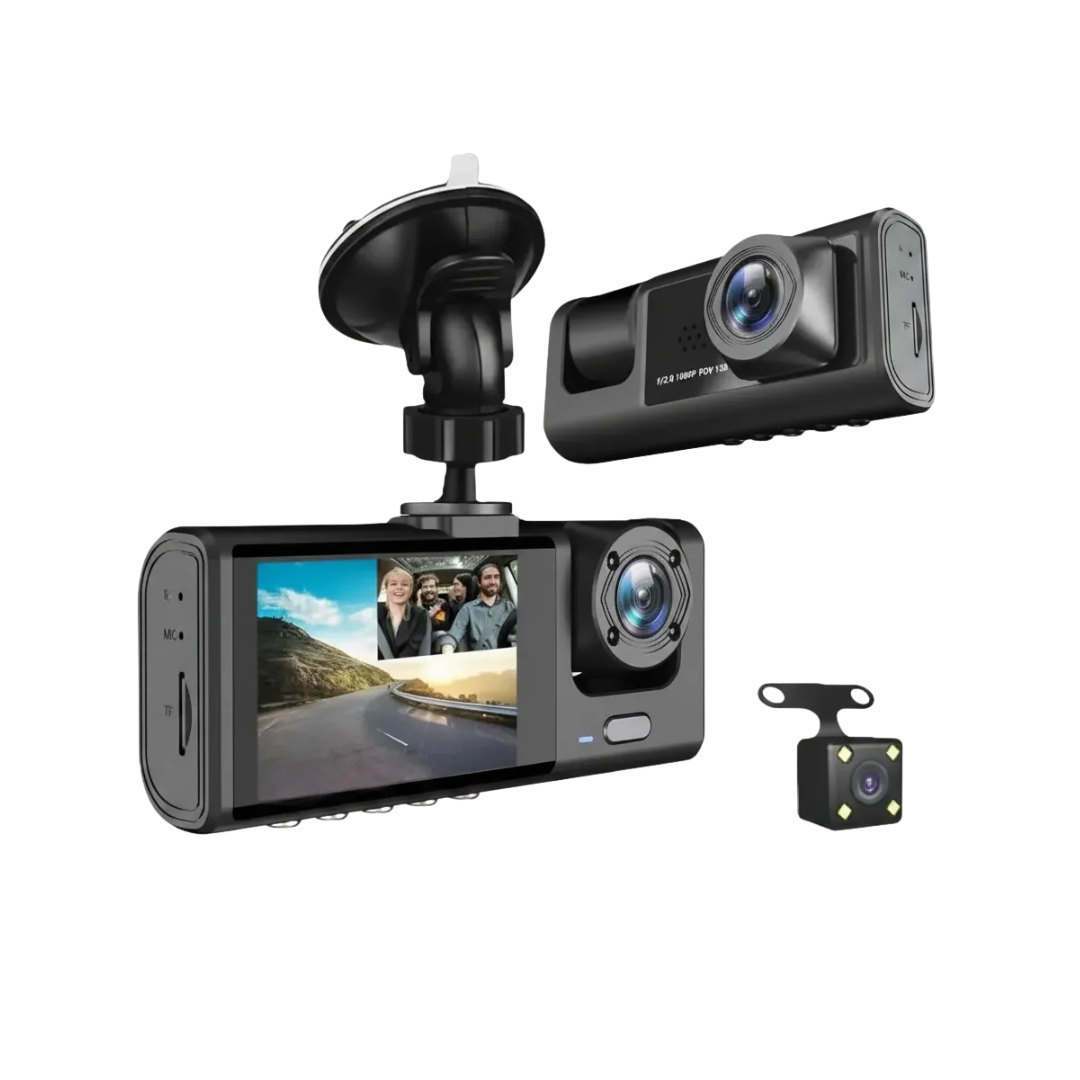 Camara Para Auto Frontal + Trasera Dashcam Full Hd Seguridad